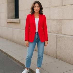 J.Crew Collection Red Tuxedo Blazer in Italian Wool in Size 12